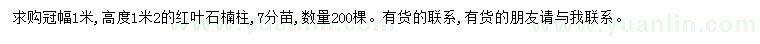 求購(gòu)冠幅1米紅葉石楠柱