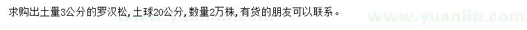 求購出土量3公分羅漢松