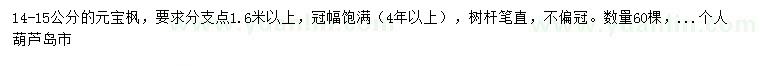 求購14-15公分元寶楓
