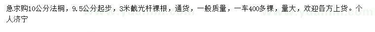 求購(gòu)9.5公分起步10公分法桐