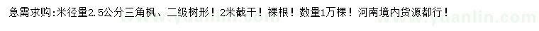 求購米徑量2.5公分三角楓