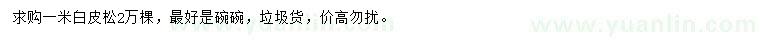 求購1米白皮松