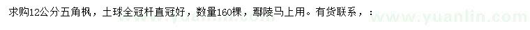 求購12公分五角楓