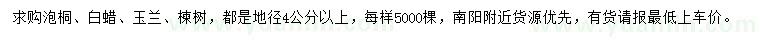 求購(gòu)地徑4公分以上泡桐、白蠟、玉蘭等