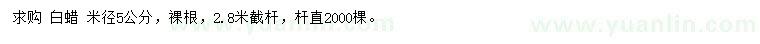 求購米徑5公分白蠟