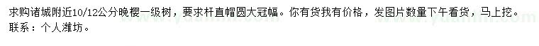 求購(gòu)10、12公分晚櫻