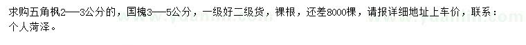 求購2-3公分五角楓、3-5公分國槐