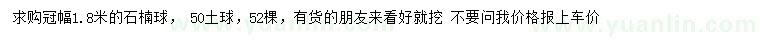 求購冠幅1.8米石楠球