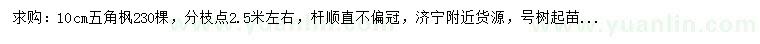求購10公分五角楓