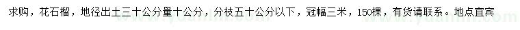 求購(gòu)地徑30量10公分花石榴