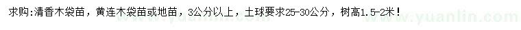 求購3公分以上清香木、黃連木