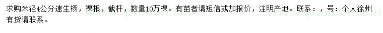 求購米徑4公分速生楊