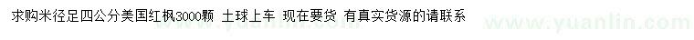 求購米徑足4公分美國紅楓