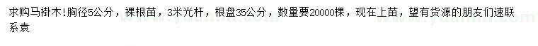 求購(gòu)胸徑5公分馬褂木