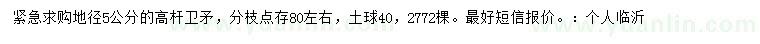 求購(gòu)地徑5公分高桿衛(wèi)矛