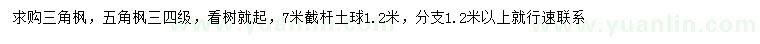 求購三角楓、五角楓