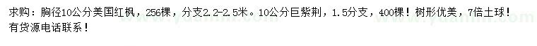 求購胸徑10公分美國紅楓、巨紫荊