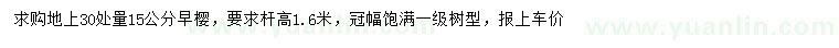 求購30量15公分早櫻