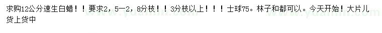 求購12公分速生白蠟