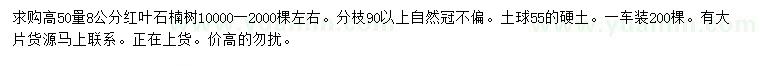 求購高50量8公分紅葉石楠