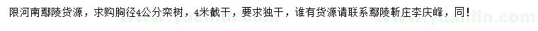 求購胸徑4公分欒樹