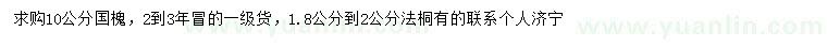 求購(gòu)10公分國(guó)槐、1.8到2公分法桐