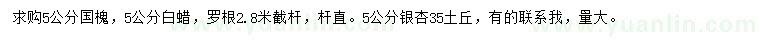 求購國槐、白蠟、銀杏