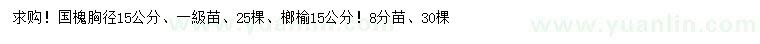 求購(gòu)胸徑15公分國(guó)槐、榔榆