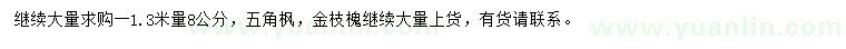 求購1.3米量8公分五角楓、黃金槐