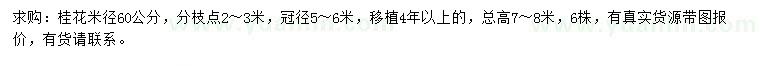 求購米徑60公分桂花