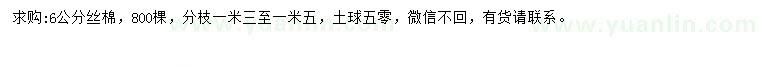 求購(gòu)6公分絲棉
