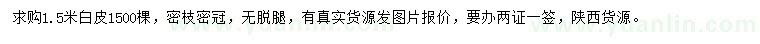 求購1.5米白皮松