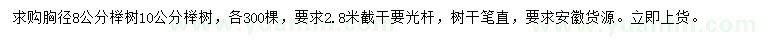 求購胸徑8、10公分櫸樹