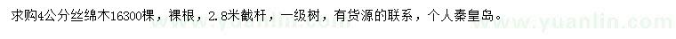 求購4公分絲綿木