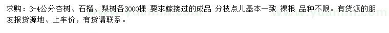 求購杏樹、石榴、梨樹