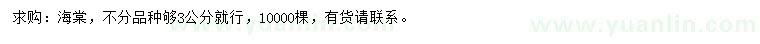 求購3公分海棠