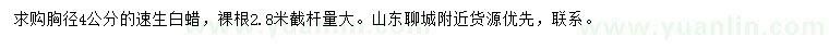 求購(gòu)胸徑4公分速生白蠟