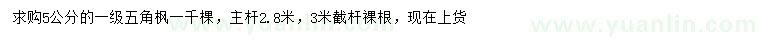 求購5公分五角楓