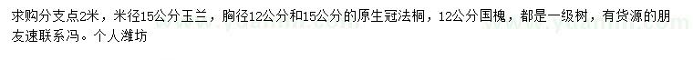 求購玉蘭、法桐、國槐