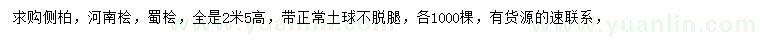 求購側(cè)柏、河南檜、蜀檜