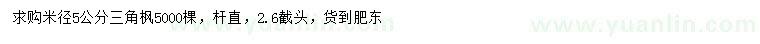 求購米徑5公分三角楓