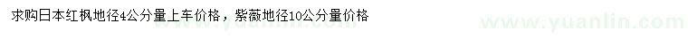 求購地徑4公分日本紅楓、10公分紫薇