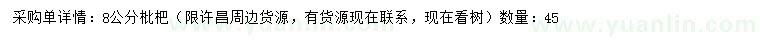 求購(gòu)8公分枇杷