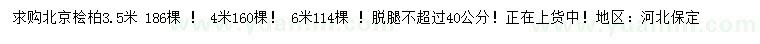 求購3.5、4、6米北京檜柏