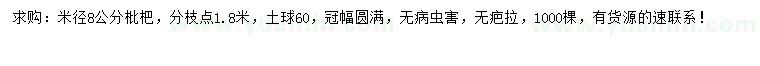 求購米徑8公分枇杷