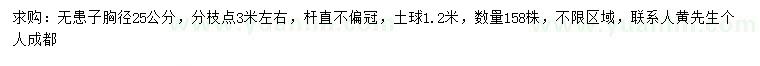 求購胸徑25公分無患子