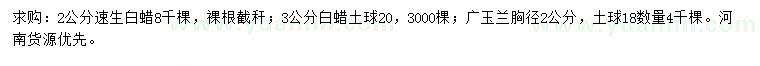 求購(gòu)速生白蠟、白蠟、廣玉蘭