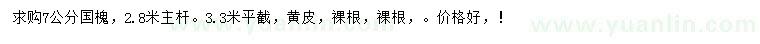 求購(gòu)7公分國(guó)槐