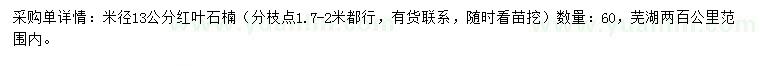 求購(gòu)米徑13公分紅葉石楠