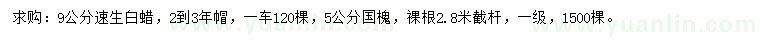 求購(gòu)9公分速生白蠟、5公分國(guó)槐
